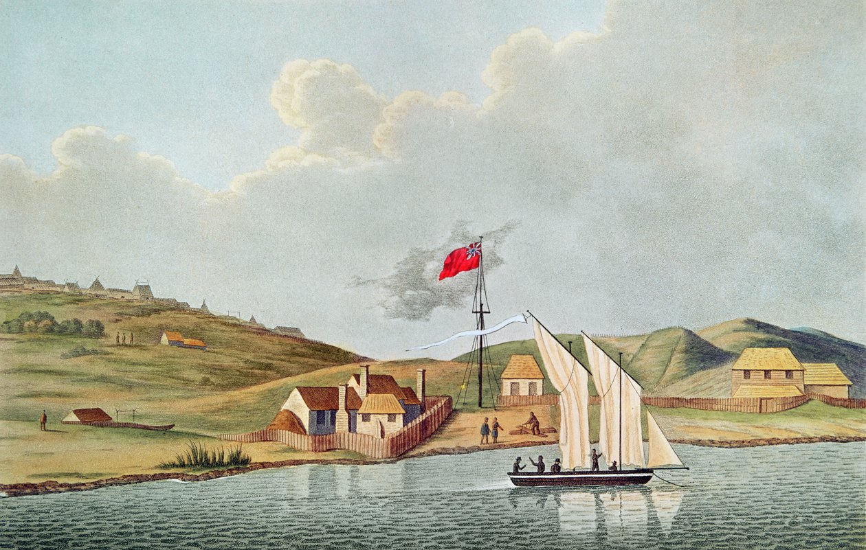 लुइस क्लाउड डी फ्राइसिनसेट (1779-1842) द्वारा किडिकिदी, न्यूजीलैंड में इंग्लिश मिशनरीज़, &39;जर्नी अराउंड द वर्ल्ड ऑफ़ द यूरेनिया 1817-20&39; से द्वारा फ्रेंच स्कूल
