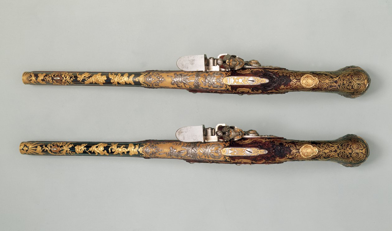 फ्लिंटलॉक पिस्तौल, c.1690 द्वारा फ्रेंच स्कूल