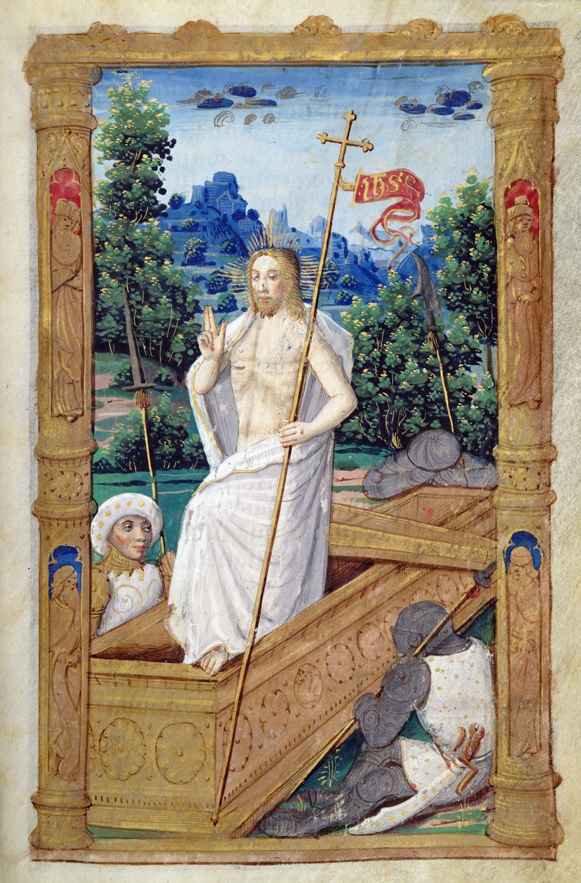 Fol.45r पुनरुत्थान, घंटे से लेकर रोम के उपयोग तक द्वारा फ्रेंच स्कूल