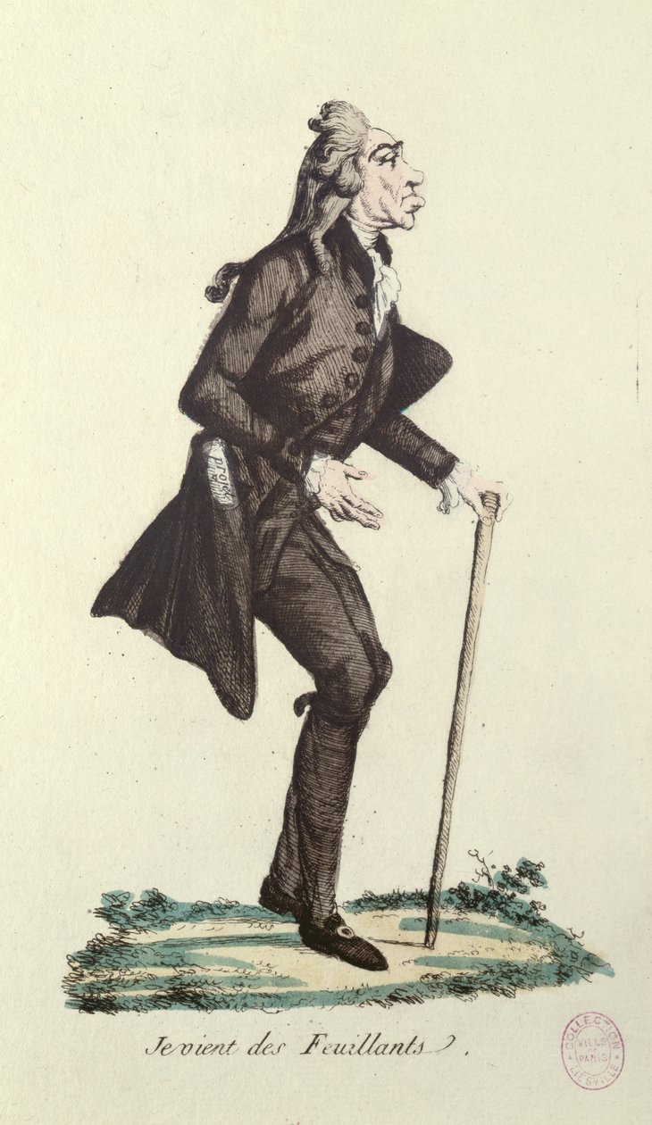 Je Viens des Feuillants, कैरिकेचर ऑफ़ द फ्रेंच रेवोल्यूशन, c.1791-92 (रंगीन नक़्क़ाशी) द्वारा फ्रेंच स्कूल