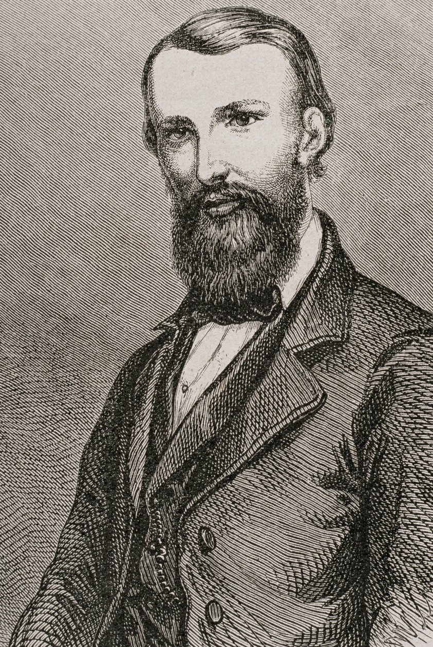 जॉन विलियम विल्स (1834-61), पेरिस में 1860 के दशक में प्रकाशित &39;ले टूर डू मोंडे&39; से अंग्रेजी खोजकर्ता द्वारा फ्रेंच स्कूल