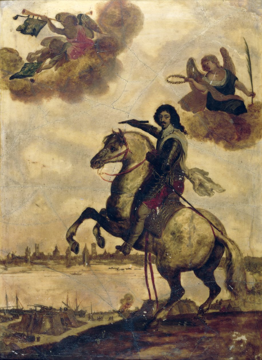 लुई रोशेल की घेराबंदी में लुई XIII (1601-43) द्वारा फ्रेंच स्कूल