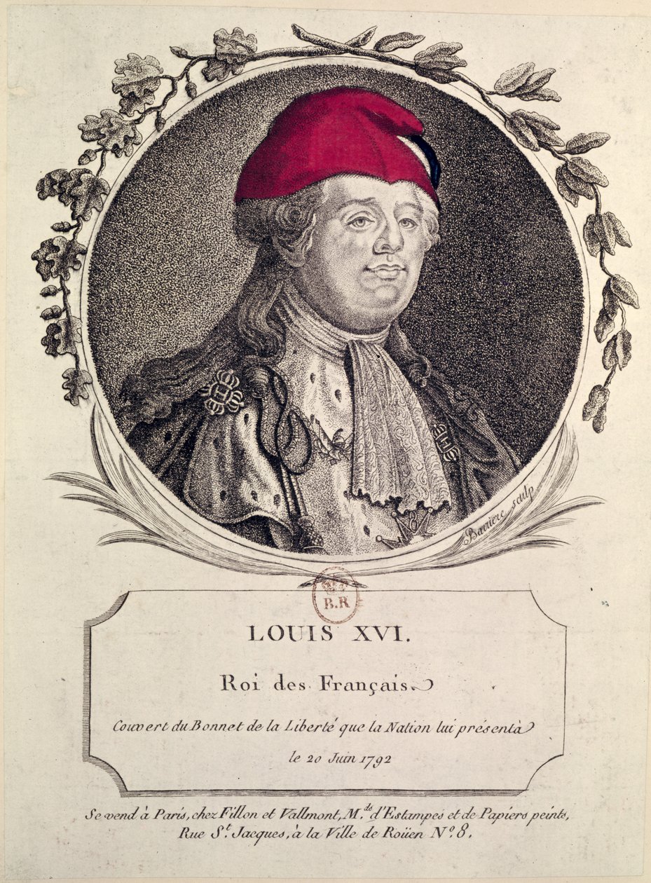 लुई XVI (1754-93) ने देश के सामने 20 जून 1792 को फ्राईजेंसी बोनट पहना द्वारा फ्रेंच स्कूल