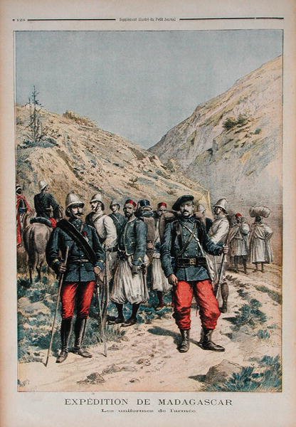 21 अप्रैल 1895 को ले पेटिट जर्नल से मेडागास्कर में सैन्य अभियान द्वारा फ्रेंच स्कूल
