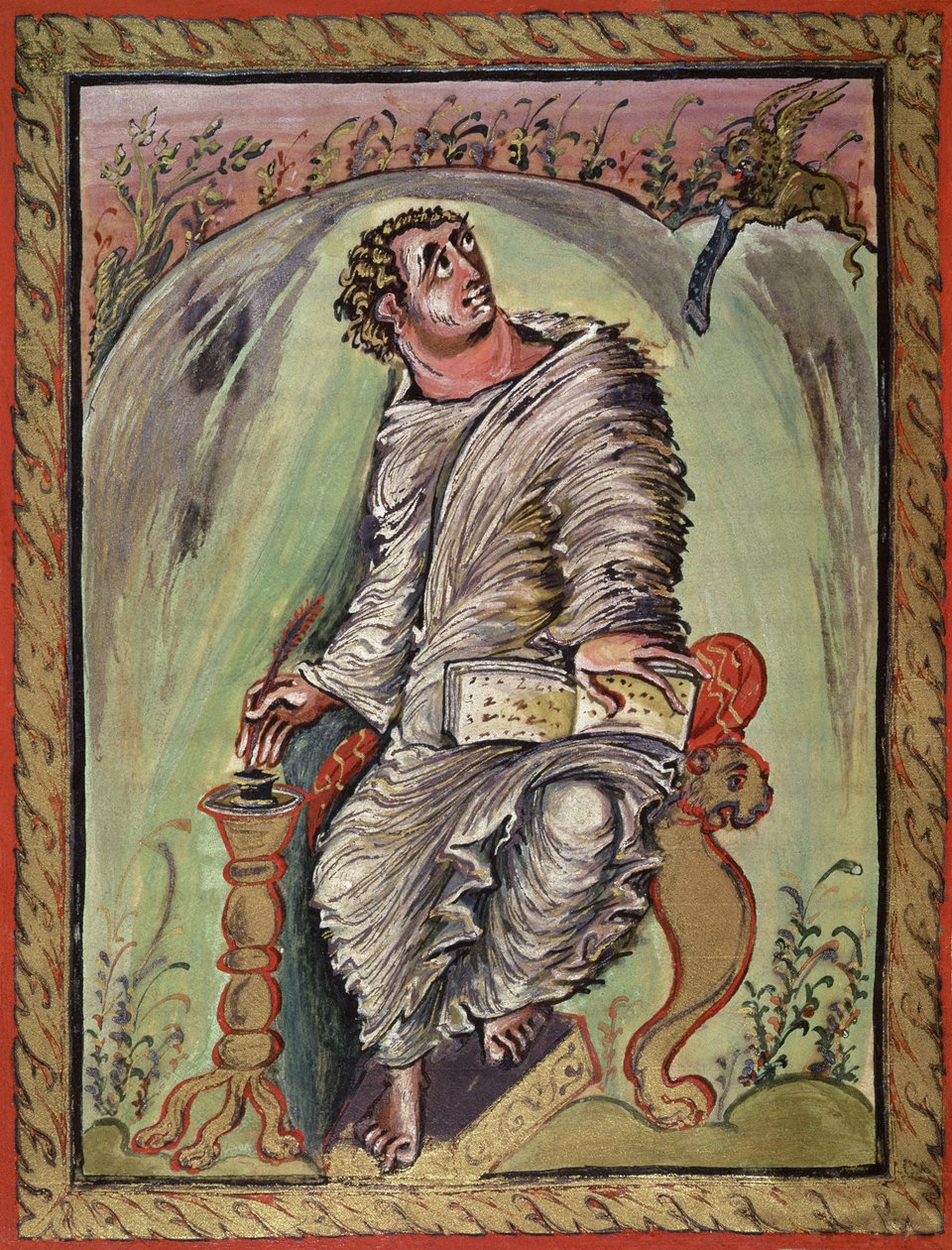 सुश्री 1 fol.60v सेंट मार्क मार्क पर, सेंट मार्क के सुसमाचार से, Ebbo Gospels, c.82-35 से द्वारा फ्रेंच स्कूल