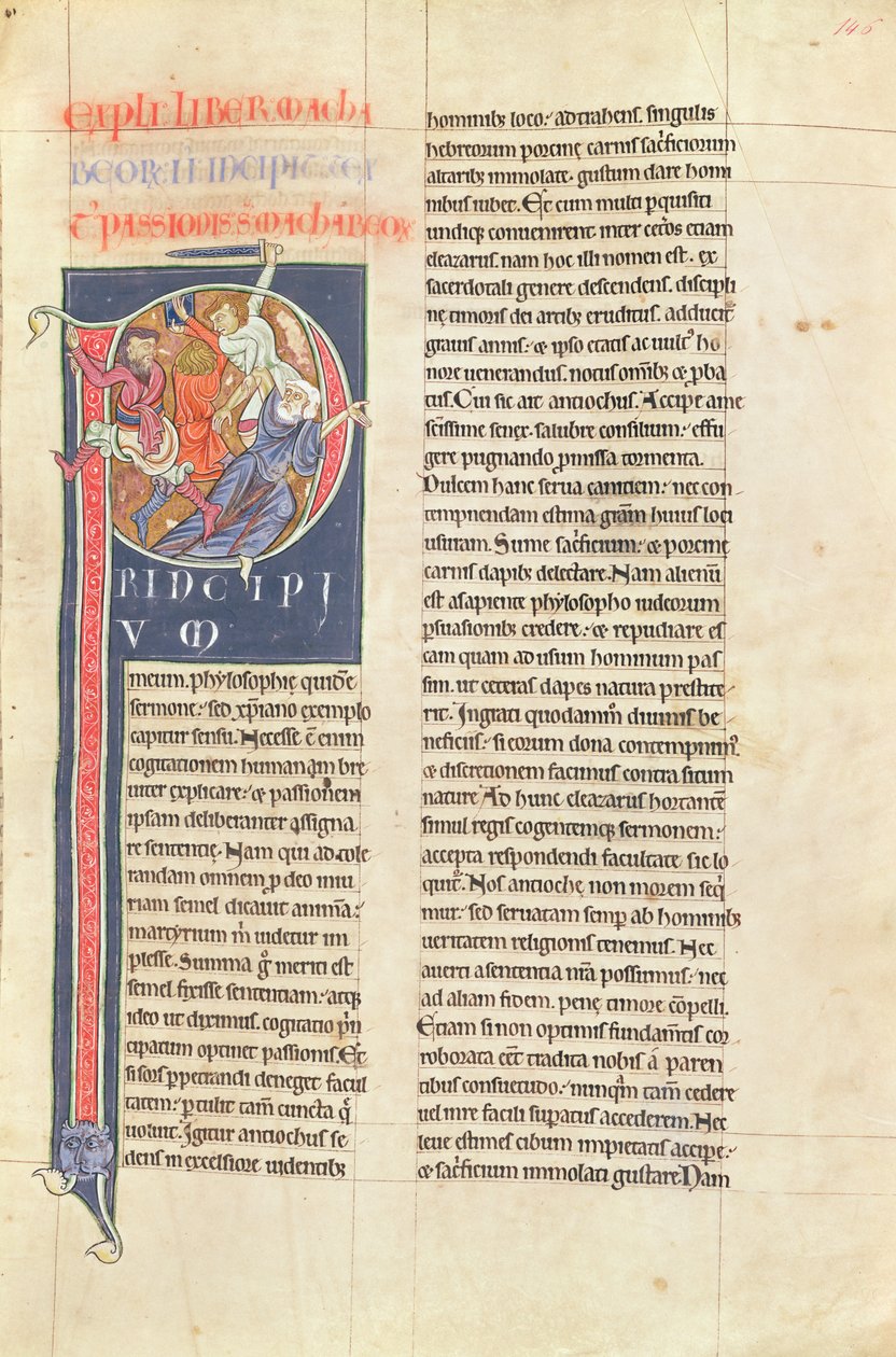 Ms 2 fol.146 t.2 Machabaeorum, सेंट-आंद्रे ऑक्स-बोइस के मठ की बाइबिल से द्वारा फ्रेंच स्कूल