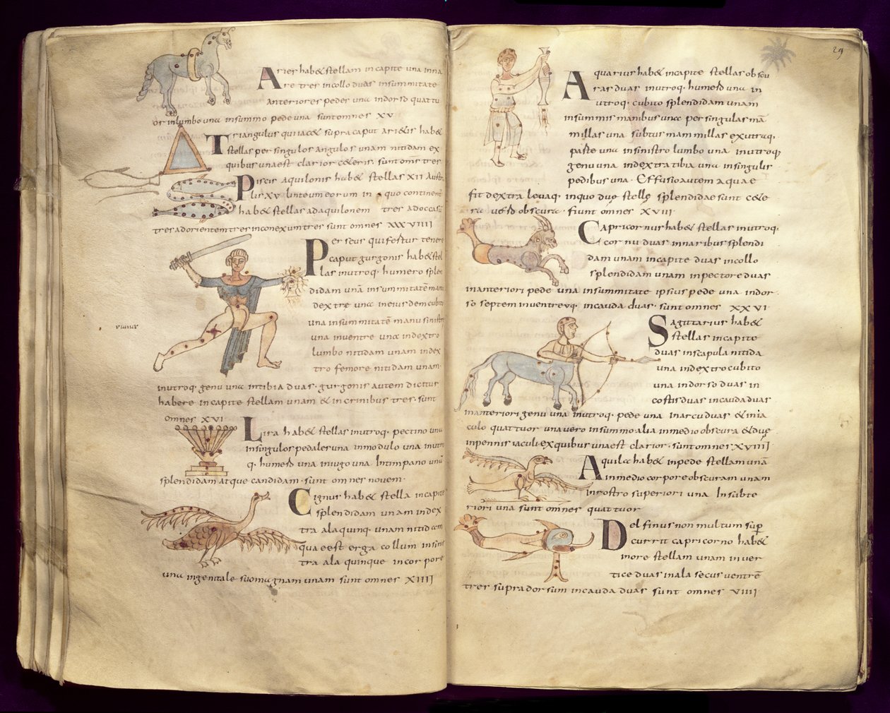 Ms 422 Fol.27v und 29v तारामंडल के पार चंद्रमा का पथ, सीविल के इसिडोर द्वारा &39;डी नटुरा रेरम&39; से द्वारा फ्रेंच स्कूल