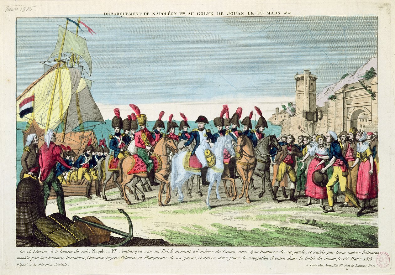 नेपोलियन (1769-1821) गोल्फ जुआन के लिए प्रस्थान, 1 मार्च 1815 द्वारा फ्रेंच स्कूल
