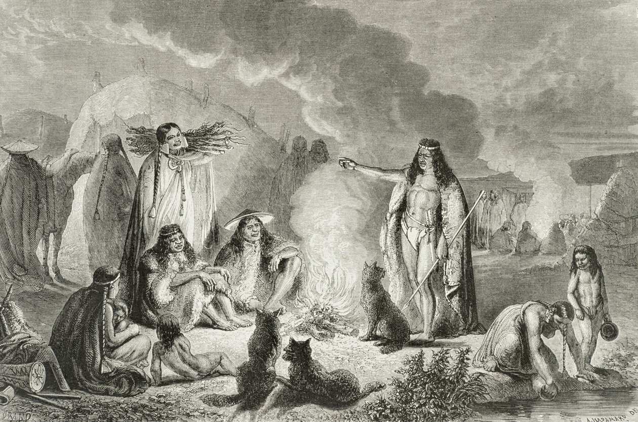 1850 के दशक में नेटिव पेटागोनियन, पेरिस में 1860 के दशक में प्रकाशित &39;ले टूर डू मोंडे&39; से द्वारा फ्रेंच स्कूल