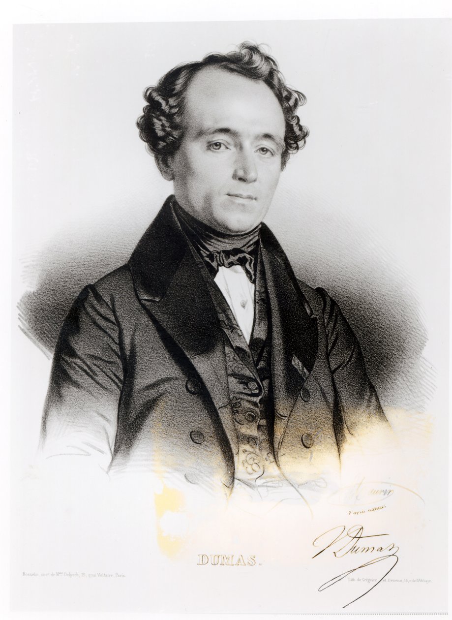 अलेक्जेंड्रे डुमास फिल्म्स का पोर्ट्रेट (1824-95) ग्रीगोइरे और डेनेक्स द्वारा उकेरा गया द्वारा फ्रेंच स्कूल