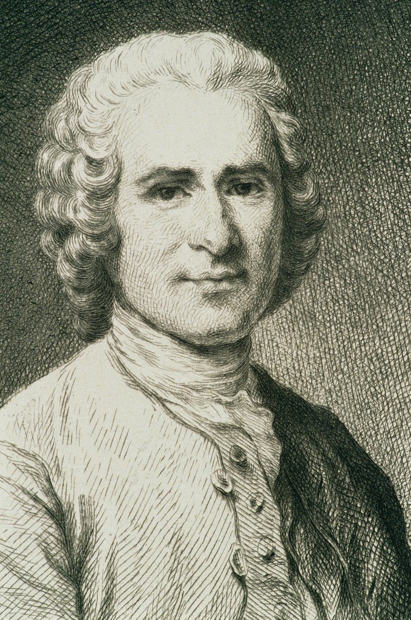 जीन जैक्स रूसो का पोर्ट्रेट (1712-78) फ्रांसीसी दार्शनिक द्वारा फ्रेंच स्कूल