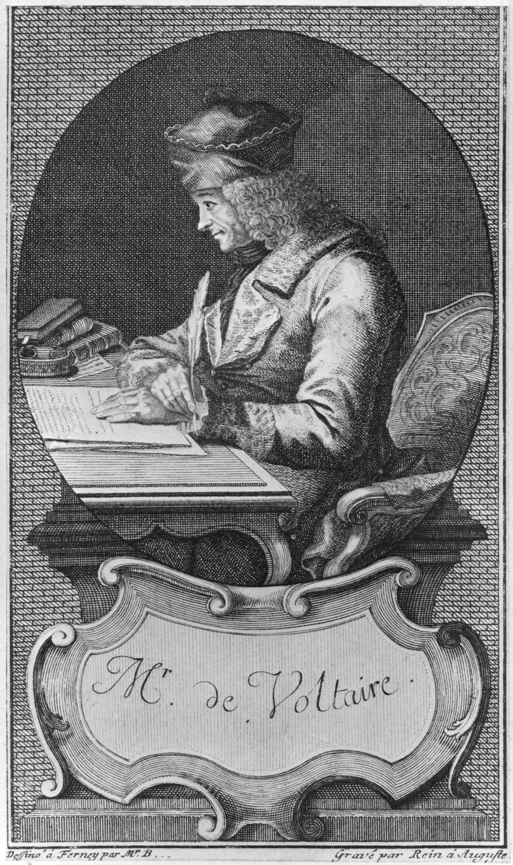 जोसेफ फ्रेडरिक रीन (1720-95) द्वारा उत्कीर्ण फर्नी में वॉल्टेयर का पोर्ट्रेट द्वारा फ्रेंच स्कूल