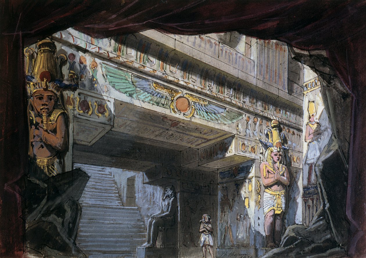 मोजार्ट द्वारा &39;द मैजिक फ्लूट&39; के लिए सेट डिज़ाइन (1756-91) द्वारा फ्रेंच स्कूल