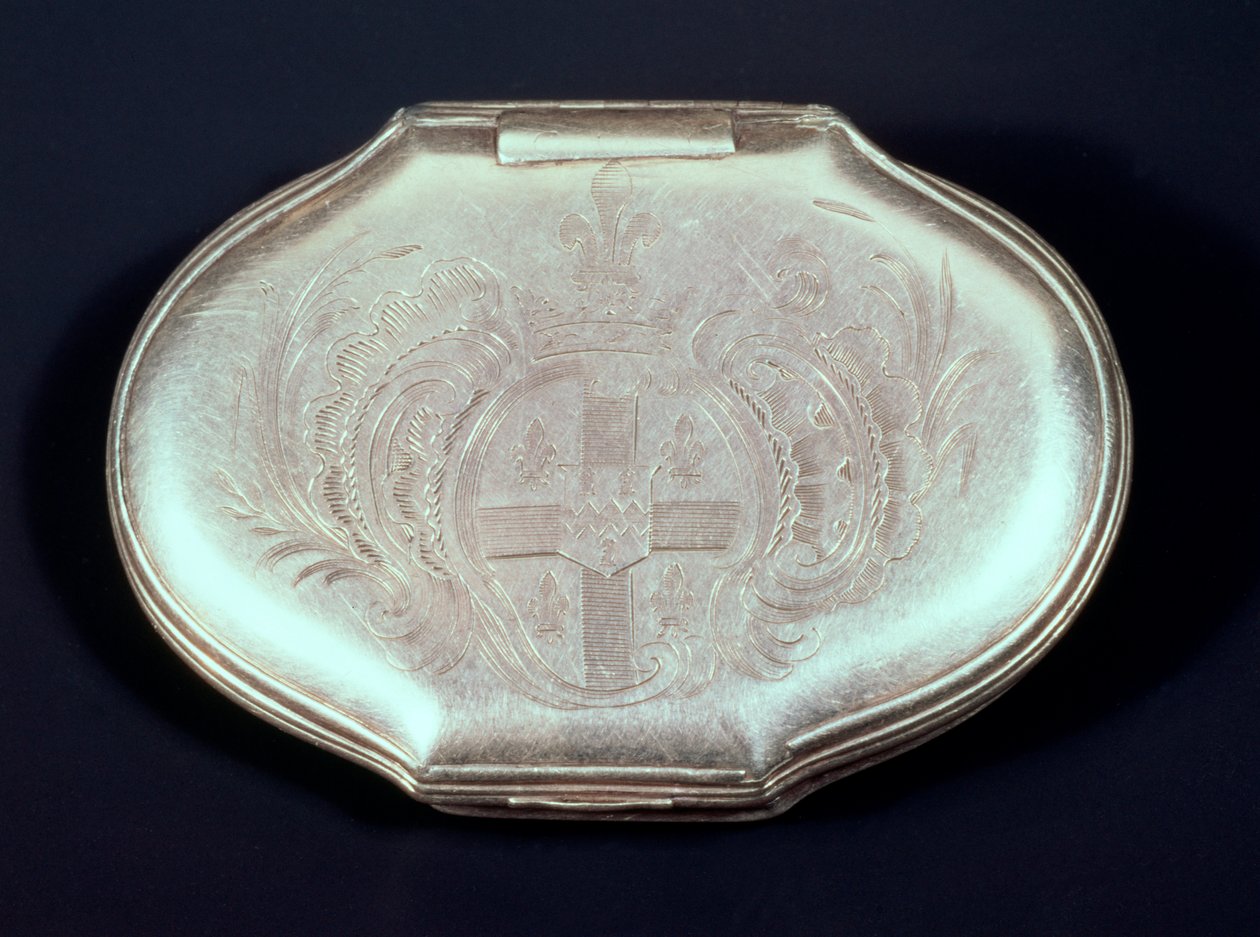 हथेलियों का एक कोट के साथ उभरा हुआ स्नफ़ बॉक्स, c.1820 (चांदी) द्वारा फ्रेंच स्कूल
