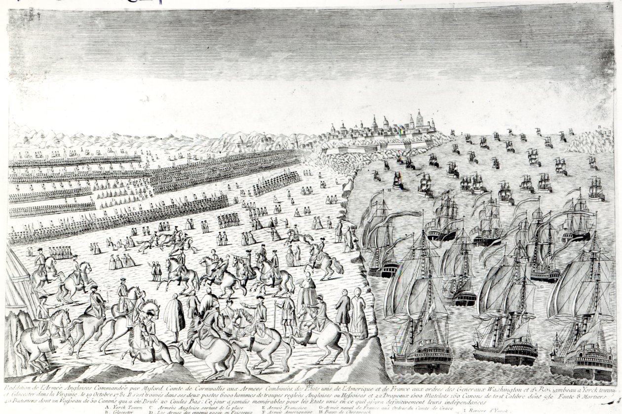 यॉर्कटाउन में आत्मसमर्पण, 1781 द्वारा फ्रेंच स्कूल