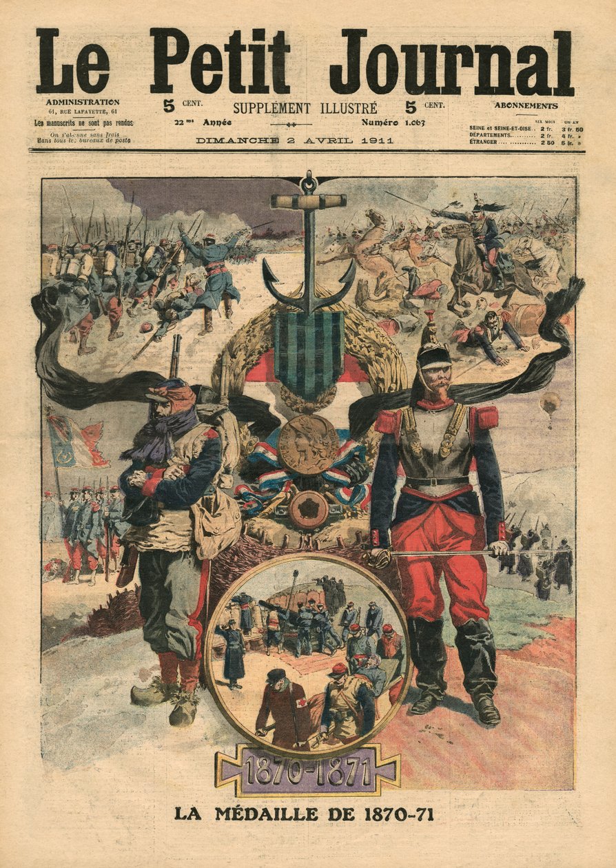 1870-71 के द मेडल ऑफ़ द कॉम्बैटेंट्स की प्रस्तुति, &39;ले पेटिट जर्नल&39; का चित्रण, पूरक चित्रण, 2 अप्रैल 1911 द्वारा फ्रेंच स्कूल