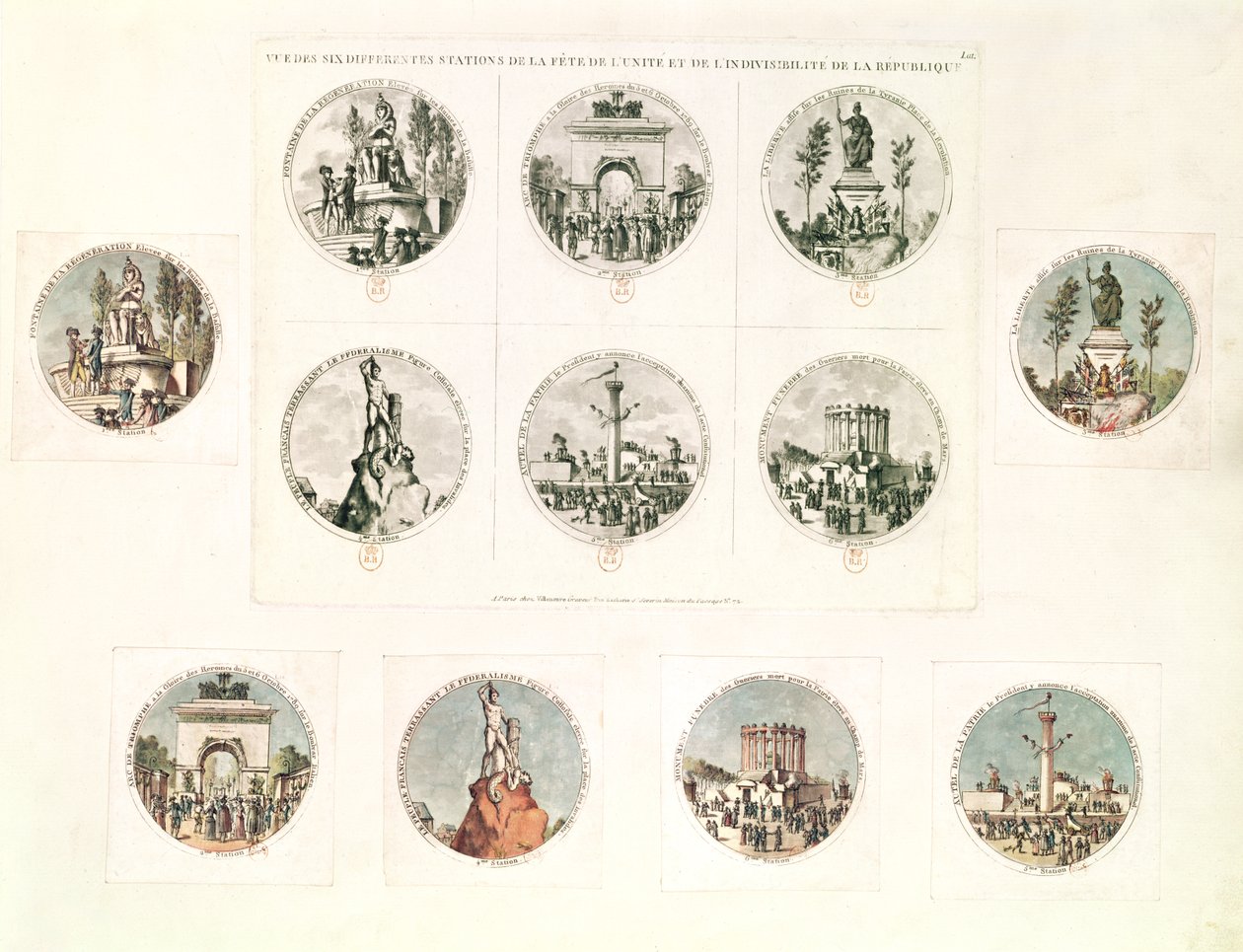 गणतंत्र के त्योहार और एकता की छह स्टेशन, 10 अगस्त, 1793 द्वारा फ्रेंच स्कूल