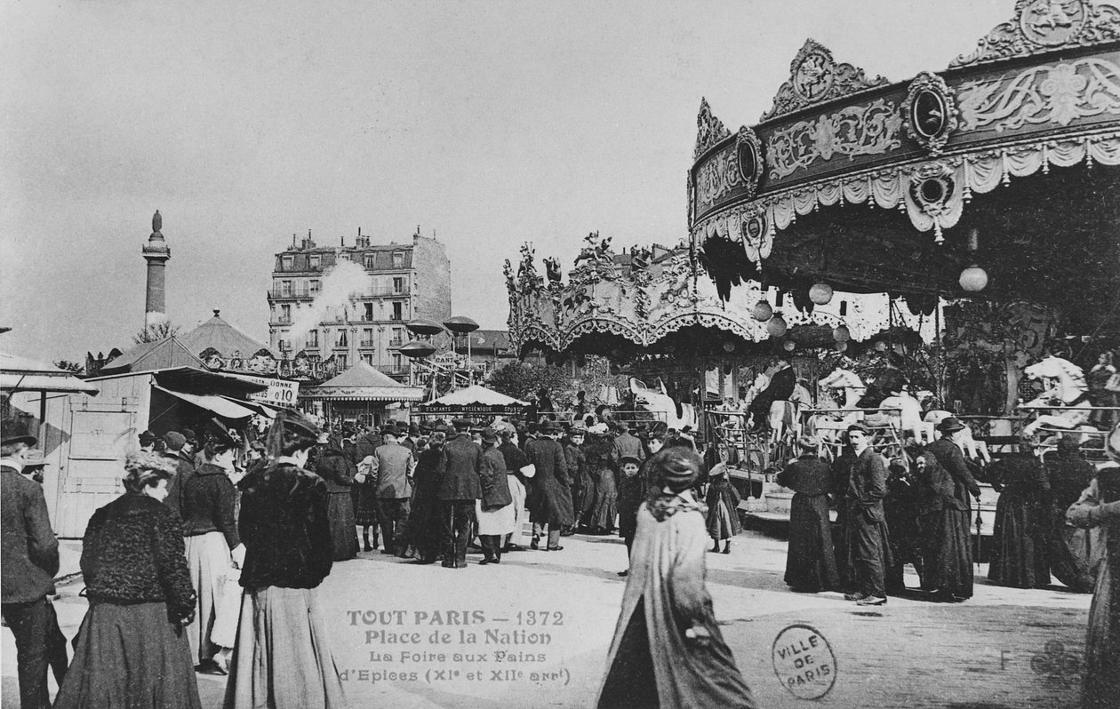 सिंहासन मेला, प्लेस डे ला नेशन, पेरिस, c.1900 द्वारा फ्रेंच फोटोग्राफर