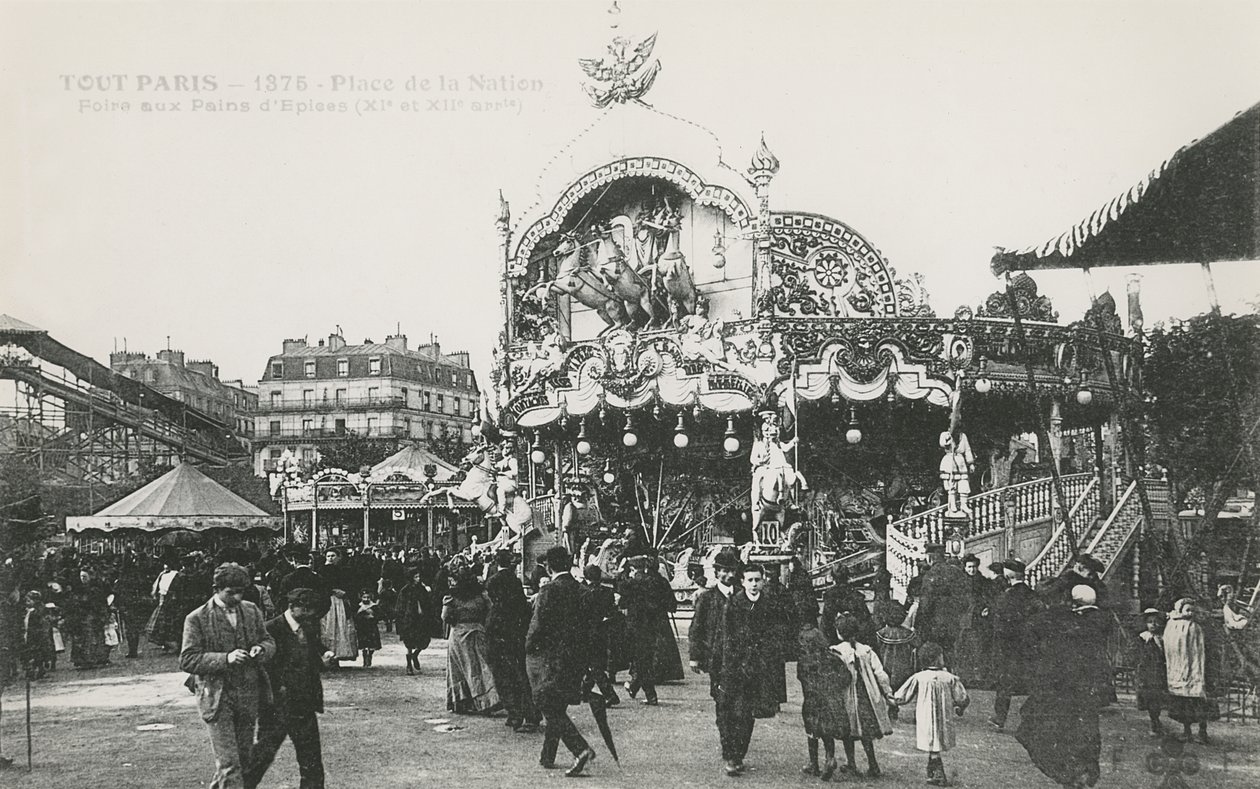 सिंहासन मेला, प्लेस डे ला नेशन, पेरिस, c.1905 द्वारा फ्रेंच फोटोग्राफर