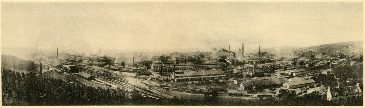Le Creusot, कंपनी Schneider & Cie, 1895 के एल्बम डेस एर्स एएसीियर्स से मनोरम दृश्य द्वारा फ्रेंच फोटोग्राफर