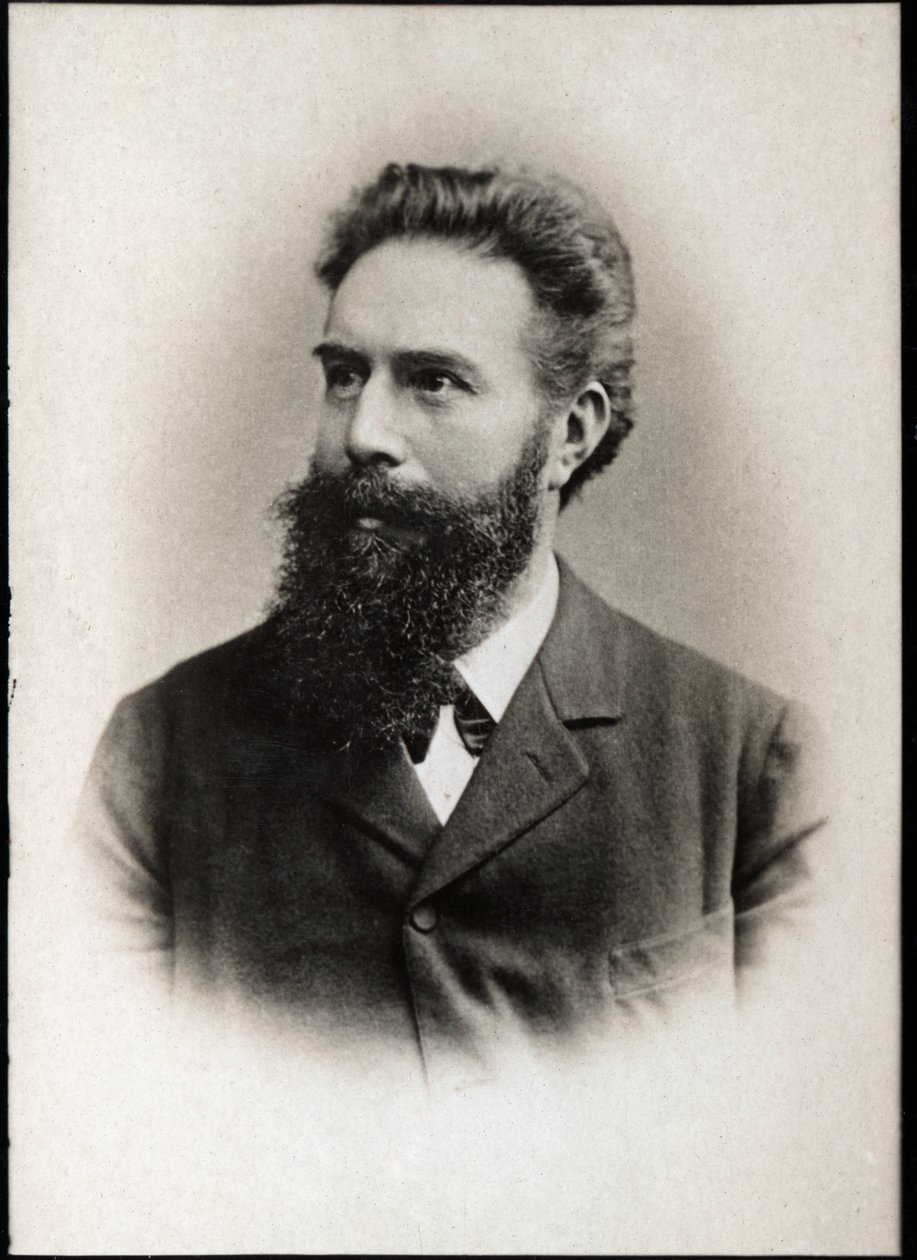विल्हेम कॉनराड रोएंटजेन या रॉन्टगन (1845-1923) का चित्रण, जर्मन भौतिक विज्ञानी। द्वारा फ्रेंच फोटोग्राफर