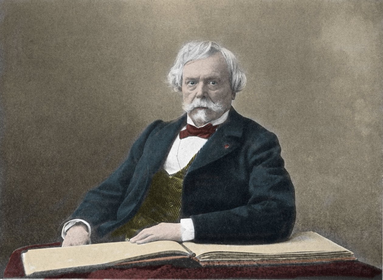 लेखक एडमंड डी गोनकोर्ट (1822-1896) का पोर्ट्रेट 19वीं सदी के अंत की तस्वीर द्वारा फ्रेंच फोटोग्राफर