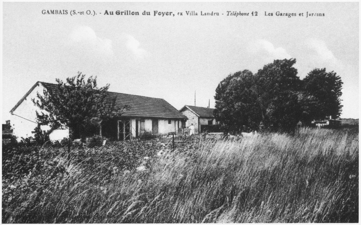गेम्बिस में हेनरी डिज़ायर लैंडरू (1869-1922) के घर का चित्रण पोस्टकार्ड द्वारा फ्रेंच फोटोग्राफर