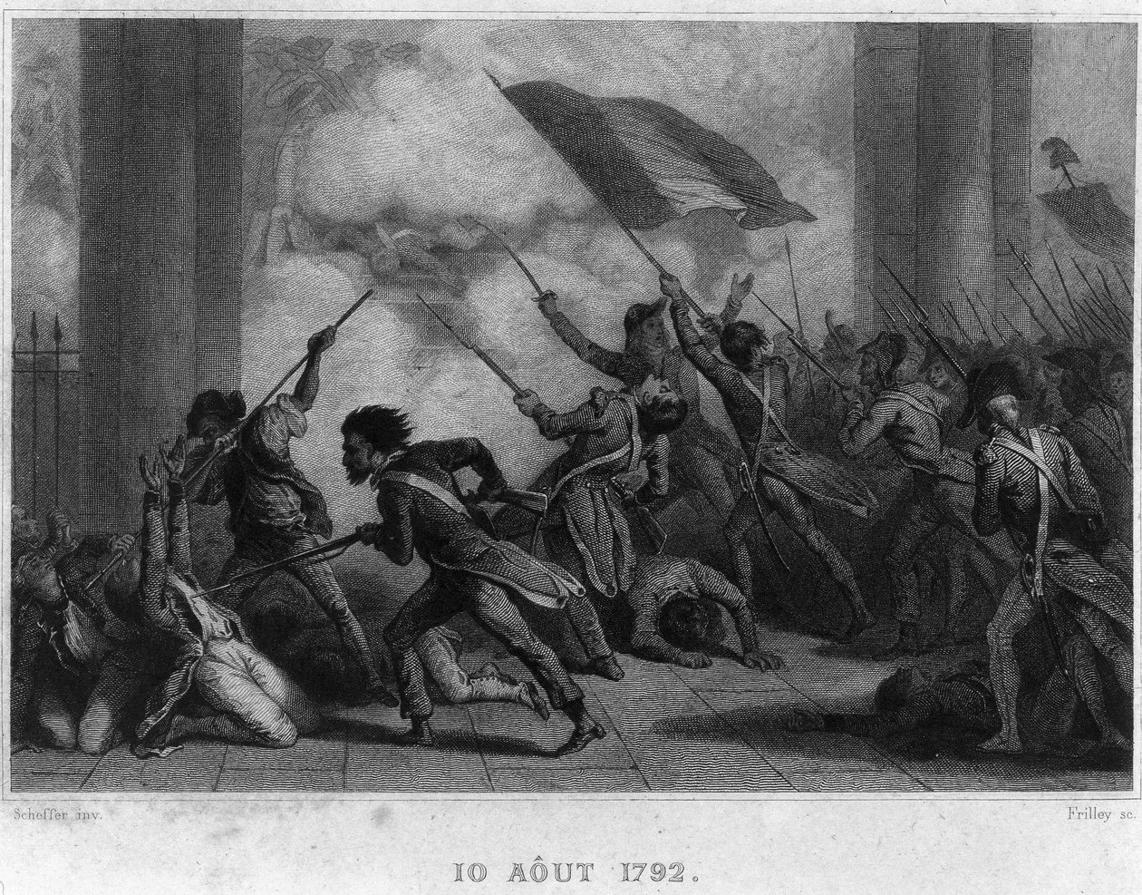 10 अगस्त 1792 (रॉयल्टी का पतन) - थियर्स द्वारा "" फ्रांसीसी क्रांति "" में। 19 वी सदी द्वारा फ्रेंच स्कूल