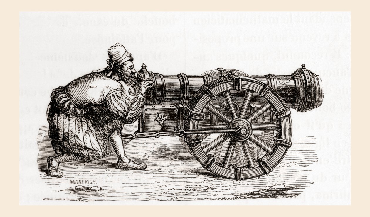 Les Merveilles de la Science से 16वीं सदी की ब्रीच लोडिंग जर्मन तोप, c.1870 (उत्कीर्णन) प्रकाशित हुई द्वारा फ्रेंच स्कूल