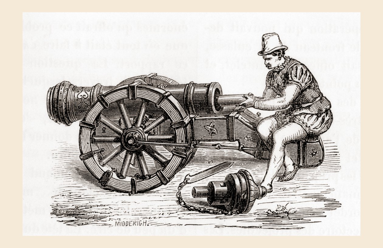 Les Merveilles de la Science से 16वीं सदी की ब्रीच लोडिंग जर्मन तोप, c.1870 (उत्कीर्णन) प्रकाशित हुई द्वारा फ्रेंच स्कूल