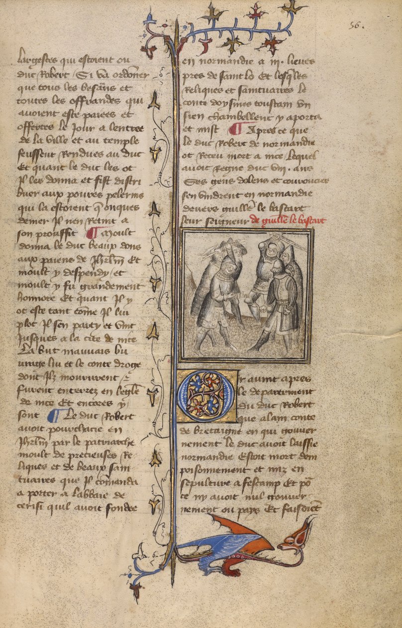 Wankelin de Ferreres और Hugo de Montfort के बीच लड़ाई, c.1400-15 (चर्मपत्र पर तापमान और सोने की पत्ती) द्वारा फ्रेंच स्कूल