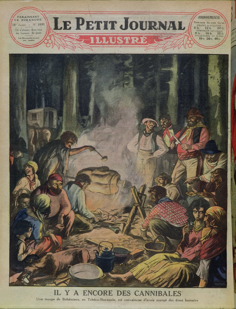 ले पेटिट जर्नल, 1927 से चेकोस्लोवाकिया में नरभक्षी जिप्सियों का एक समूह द्वारा फ्रेंच स्कूल