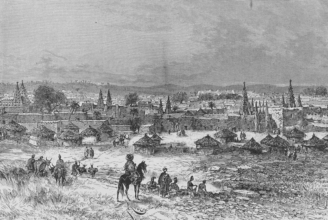 कोंग का एक दृश्य, लुई गस्टवे बिंजर, 1892 द्वारा "ड्यू नाइजर एयू गोल्फ डे गुने ..." का चित्रण द्वारा फ्रेंच स्कूल