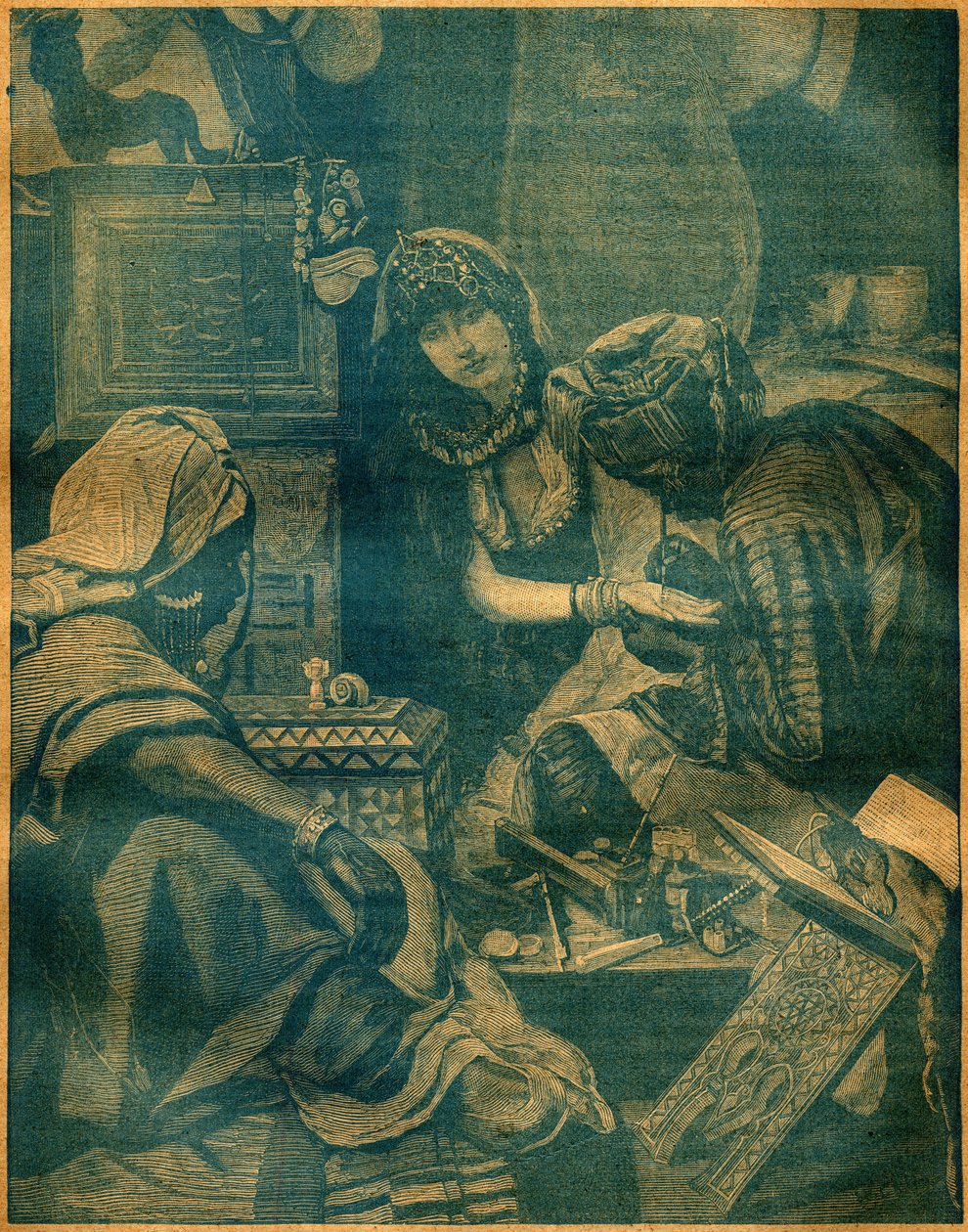 लाहौर, भारत में एक बाजार। 25 अगस्त 1892 के "ला टेरे इलस्ट्री" n°94 में उत्कीर्णन। द्वारा फ्रेंच स्कूल