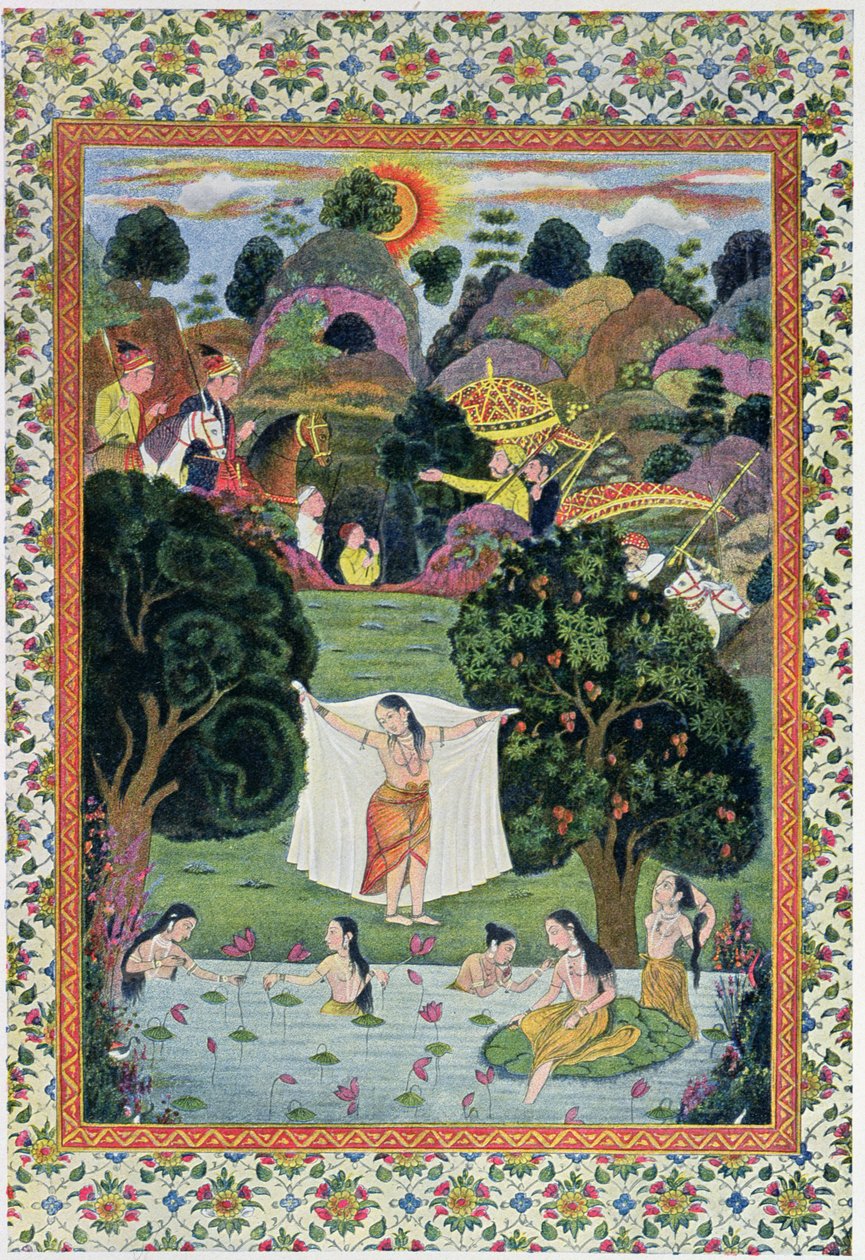 किशोर स्नान, अरब नाइट्स का चित्रण, 1895 (रंग उत्कीर्णन) द्वारा फ्रेंच स्कूल