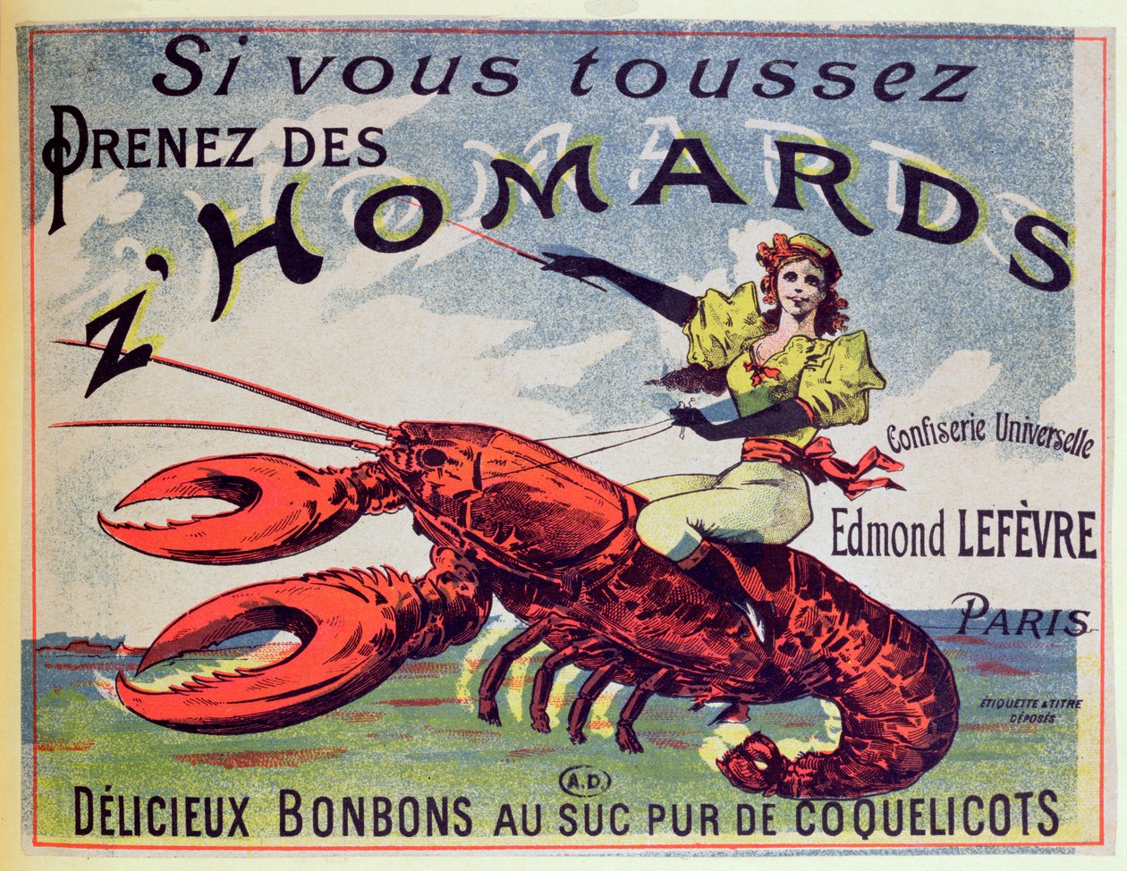 उन्नीसवीं सदी के अंत में खांसी की मिठाई ZHomards के लिए विज्ञापन द्वारा फ्रेंच स्कूल