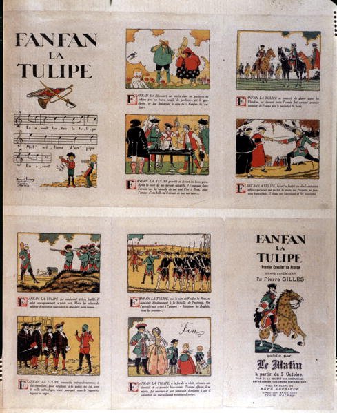 'फैनफैन ला ट्यूलिप' के लिए विज्ञापन, c. 1920 (रंग लिथो) द्वारा फ्रेंच स्कूल