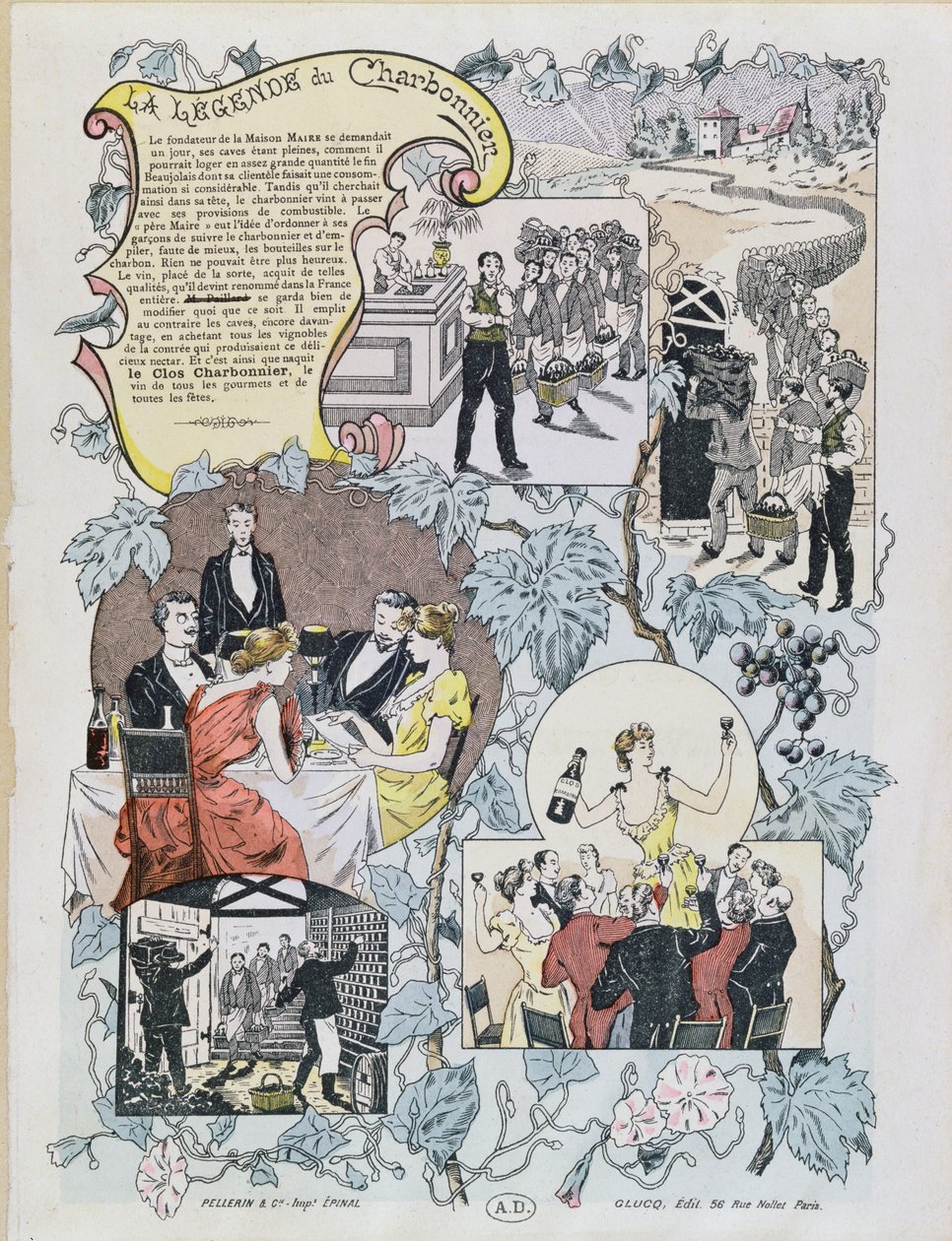 Le Clos Charbonnier Beaujolais के लिए विज्ञापन, c.1880 द्वारा फ्रेंच स्कूल