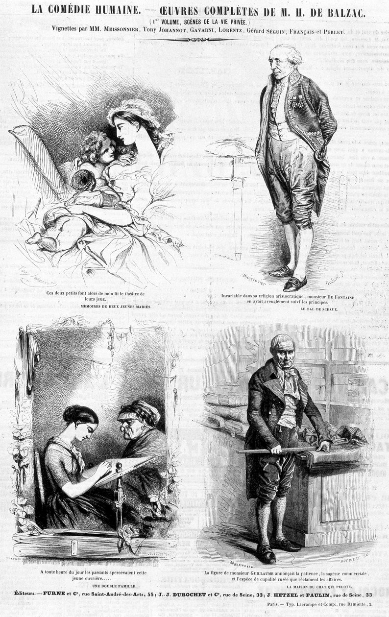 बाल्ज़ाक के कार्यों के लिए विज्ञापन पृष्ठ - "" चारिवारी" में", जुलाई 1842 द्वारा फ्रेंच स्कूल
