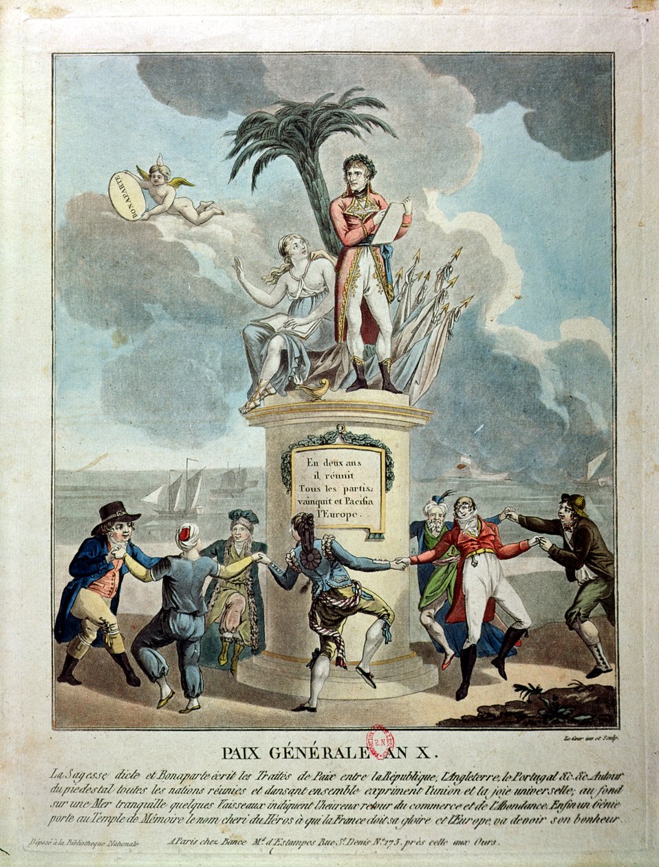 एलियन ऑफ़ द पीस ऑफ़ एमिएंस, 1802 (रंग उत्कीर्णन) द्वारा फ्रेंच स्कूल