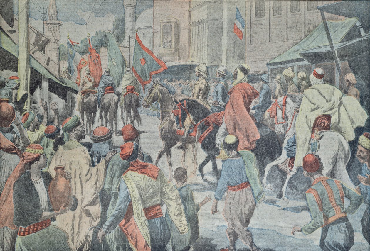 1918 में ले पेलेरिन से एंग्लो-अरब ट्रूप्स में प्रवेश दमिश्क द्वारा फ्रेंच स्कूल