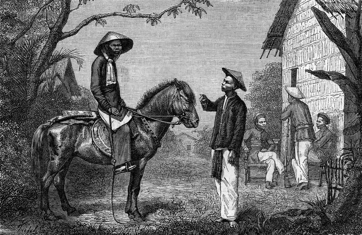 इंडोचाइना में एनामाइट तिरेलियर। "ले जर्नल डे ला जेनेसे" में उत्कीर्णन द्वारा फ्रेंच स्कूल