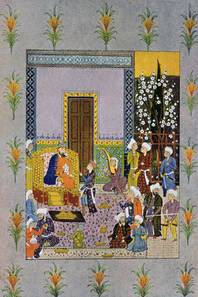 एक और चार्मिंग सीन्स, द अरेबियन नाइट्स का चित्रण, 1895 (रंग उत्कीर्णन) द्वारा फ्रेंच स्कूल