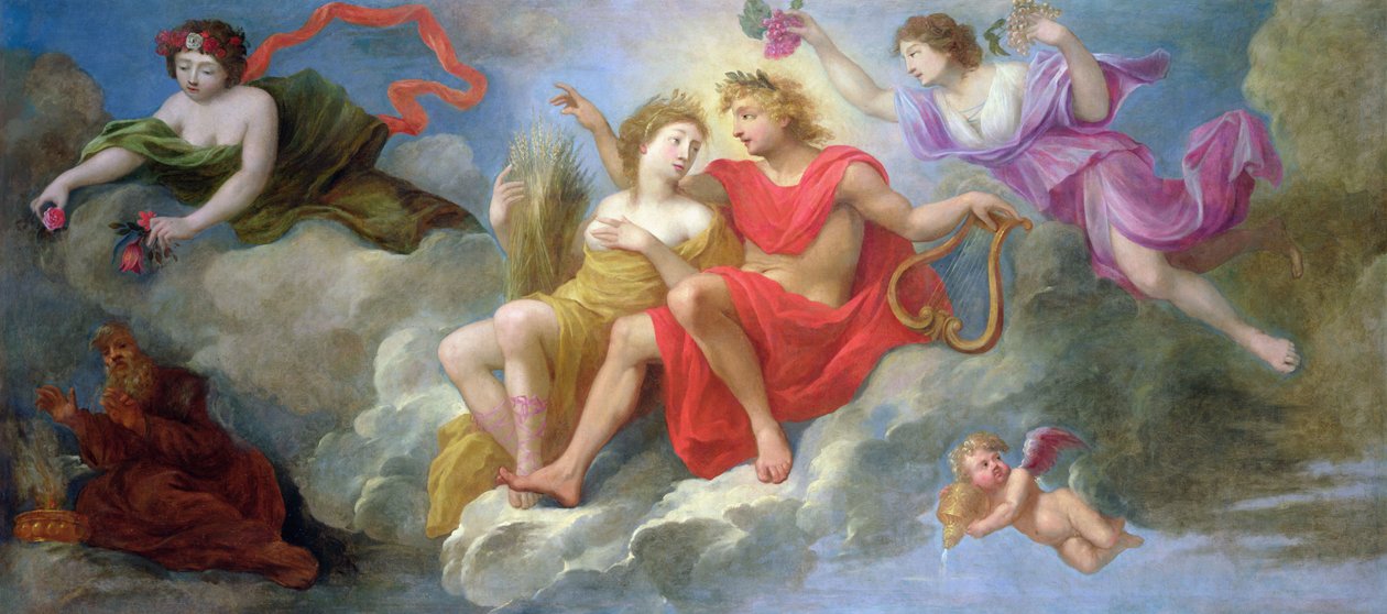 अपोलो एंड सीजन्स, होटल कॉलबर्ट डी विलजेरफ की छत से, c.1650 द्वारा फ्रेंच स्कूल