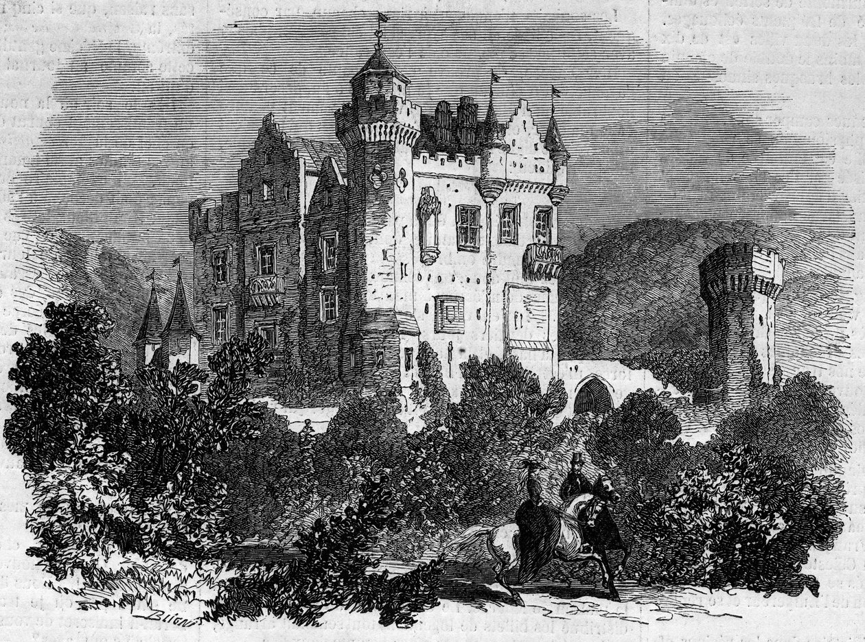 वास्तुकला: एबॉट्सफोर्ड कैसल (1824) का बाहरी दृश्य, जहां लेखक वाल्टर स्कॉट रहते थे। स्कॉटलैंड द्वारा फ्रेंच स्कूल