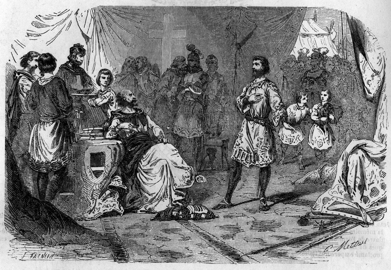 लैंग्रेस के बिशप अरग्रिम (9वीं शताब्दी)। मौरिस लाचत्रे द्वारा "हिस्टोइरे डेस पेप्स-रोइस-क्वीन एंड एम्पीयरर्स थ्रू द सेंचुरी" में उत्कीर्णन द्वारा फ्रेंच स्कूल