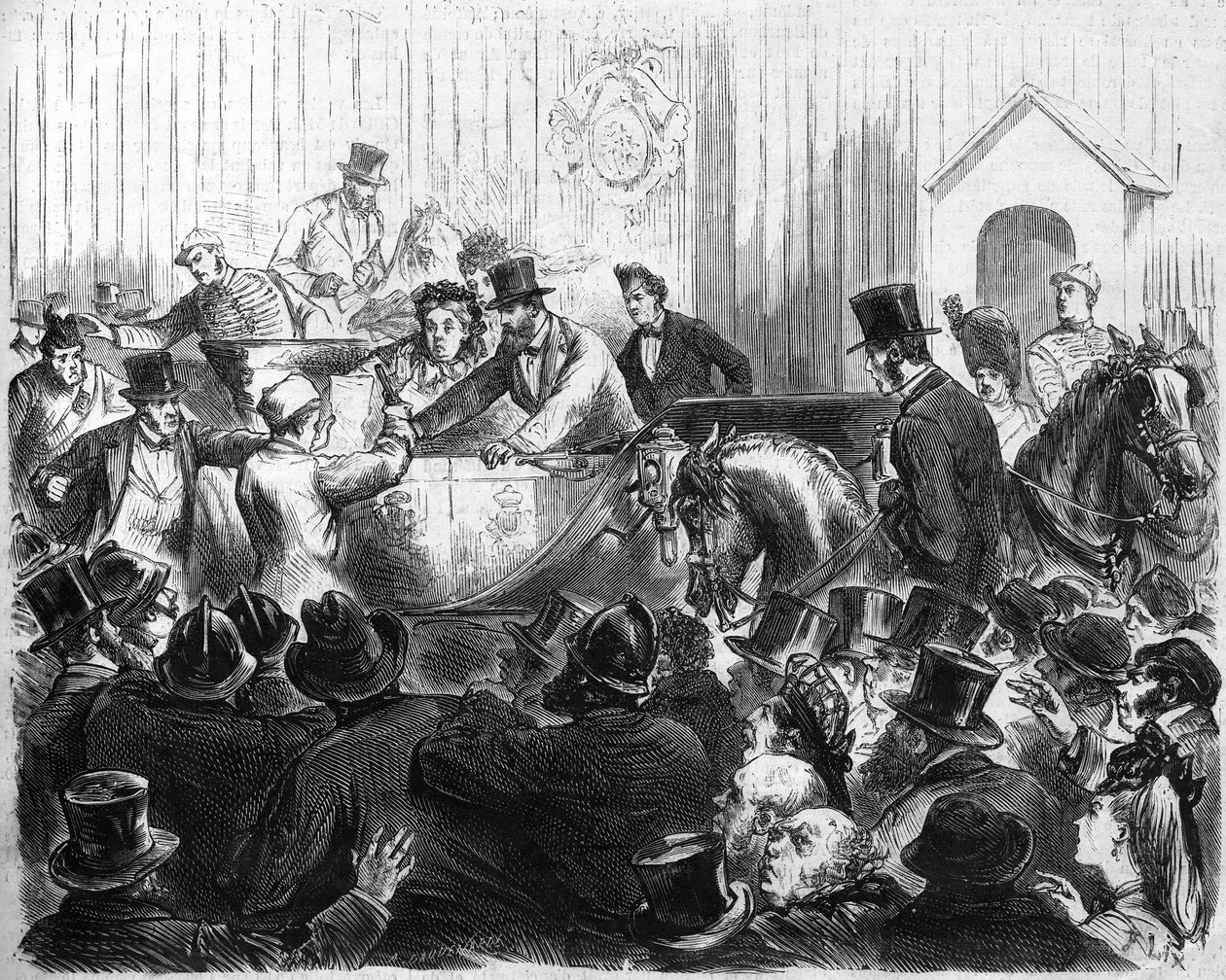 इंग्लैंड की महारानी विक्टोरिया पर हमला (1819-1901) द्वारा फ्रेंच स्कूल