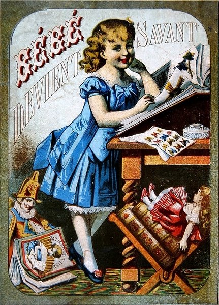 'बेबी बन जाता है स्कॉलर', c.1870 (कलर लिथो) द्वारा फ्रेंच स्कूल