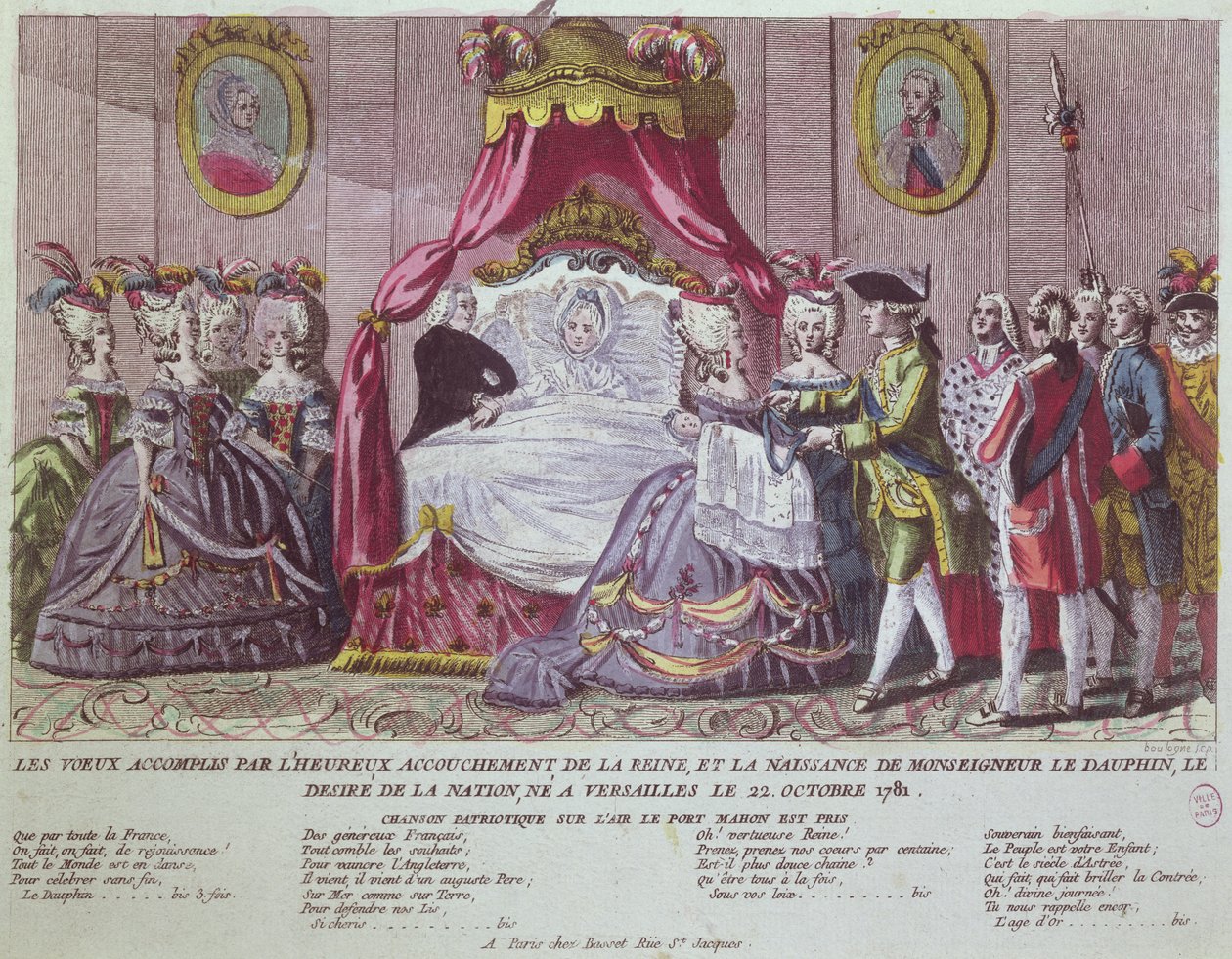 ग्रैंड डूपिन का जन्म, लुईस जोसेफ (1781-1789) (रंग उत्कीर्णन) द्वारा फ्रेंच स्कूल