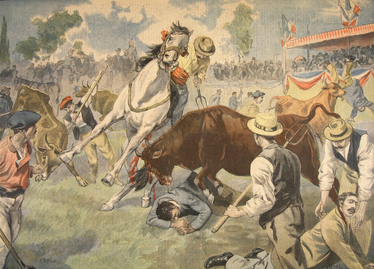 आर्ल्स में खूनी दुर्घटना, ले पेटिट जर्नल से चित्रण: चित्रण पूरक, 1898 द्वारा फ्रेंच स्कूल